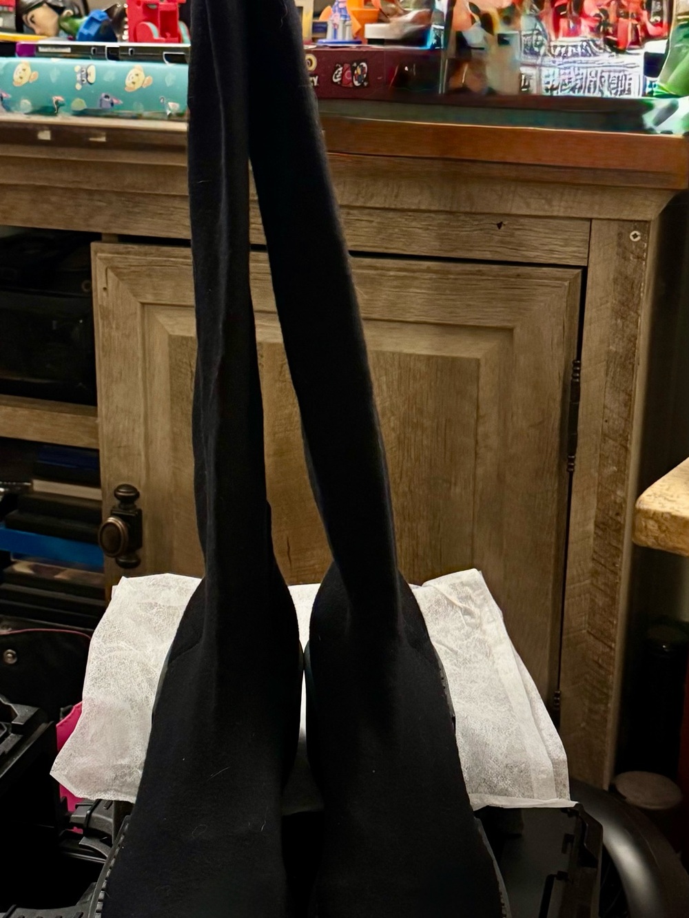 Long Black Stretch Sock Boots with Slim Silhouette (PLEASE LOOK AT ALL PHOTOS)